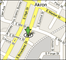 Akron, Ohio Hotel Location Map